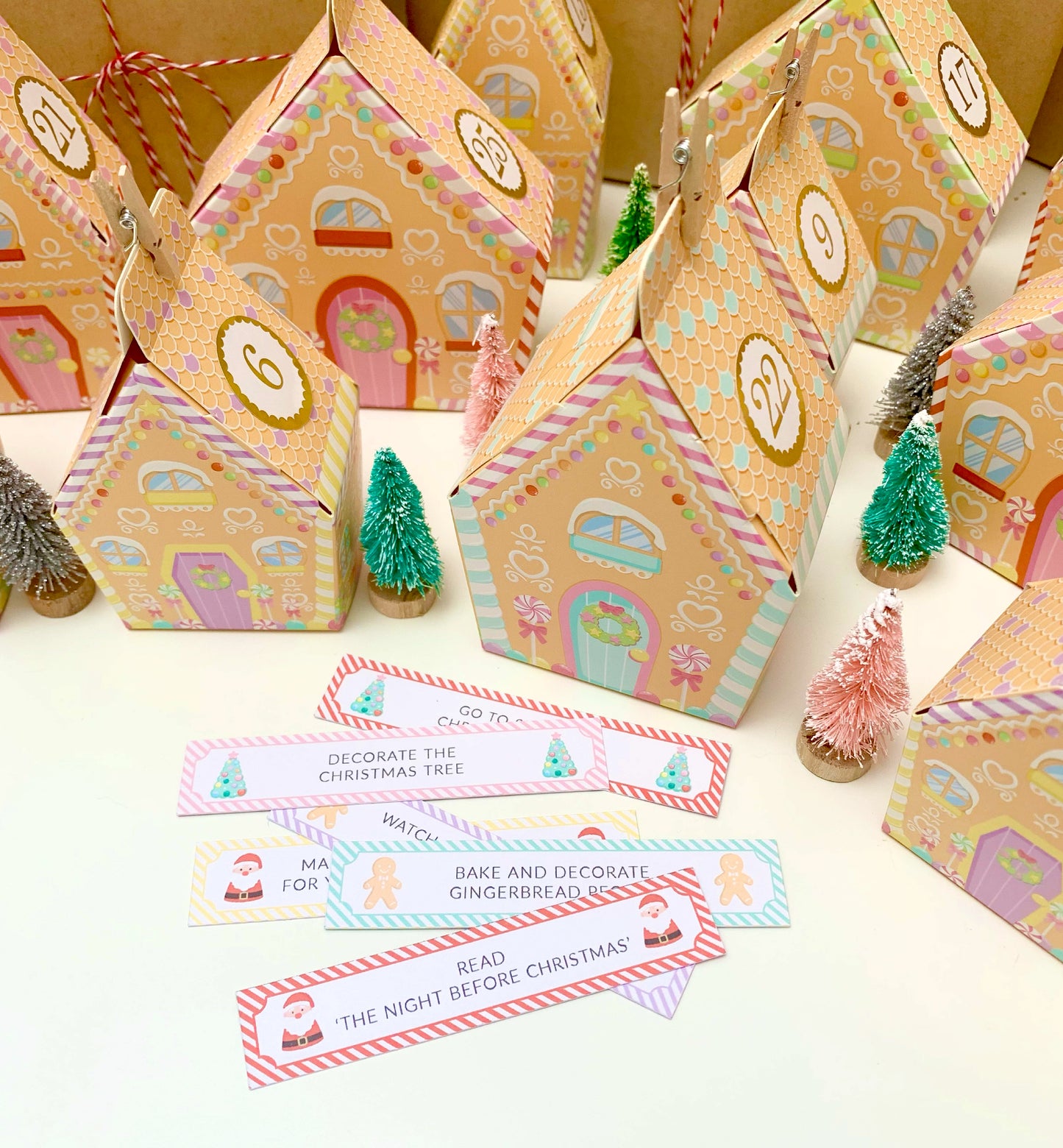 Ready To Assemble Gingerbread House Christmas Advent Calendar Kit, Fill Your Own Christmas Advent Boxes, Christmas Craft Village Advent Kit