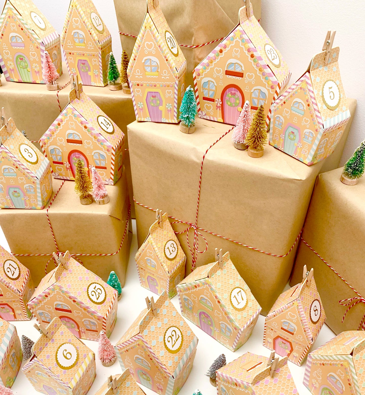Ready To Assemble Gingerbread House Christmas Advent Calendar Kit, Fill Your Own Christmas Advent Boxes, Christmas Craft Village Advent Kit