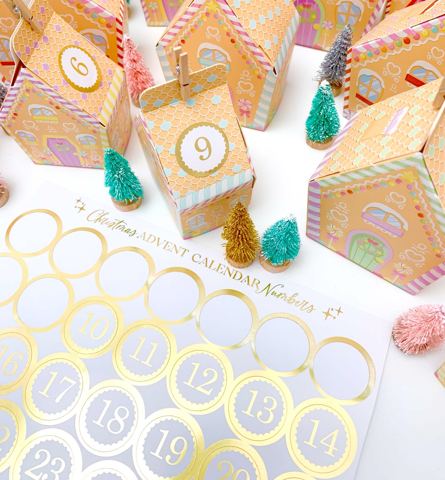 Ready To Assemble Gingerbread House Christmas Advent Calendar Kit, Fill Your Own Christmas Advent Boxes, Christmas Craft Village Advent Kit