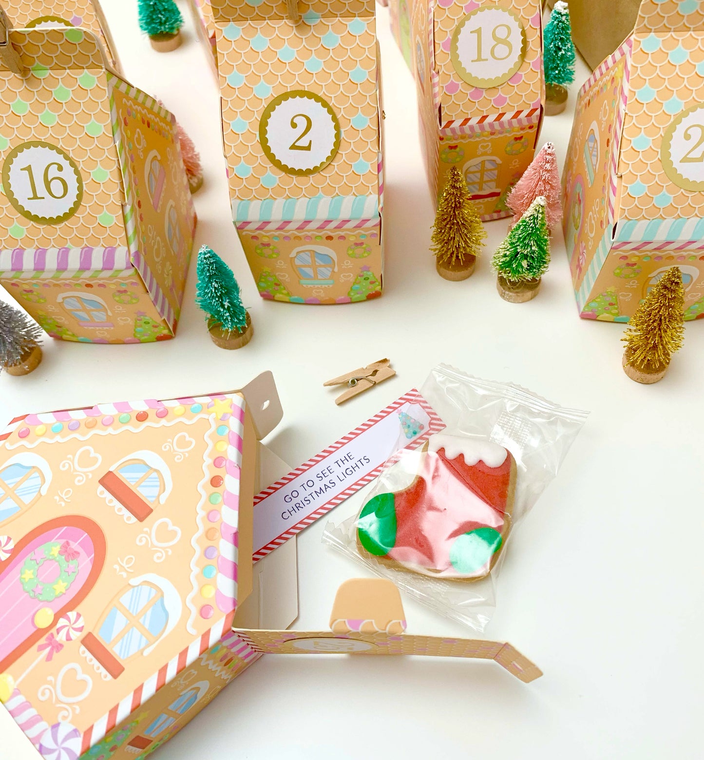 Ready To Assemble Gingerbread House Christmas Advent Calendar Kit, Fill Your Own Christmas Advent Boxes, Christmas Craft Village Advent Kit