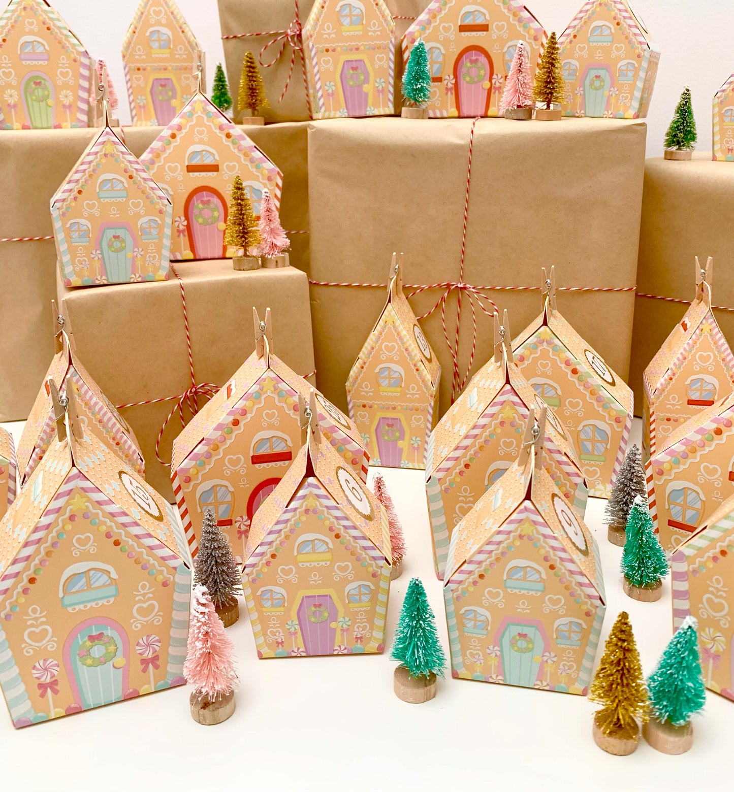 Ready To Assemble Gingerbread House Christmas Advent Calendar Kit, Fill Your Own Christmas Advent Boxes, Christmas Craft Village Advent Kit