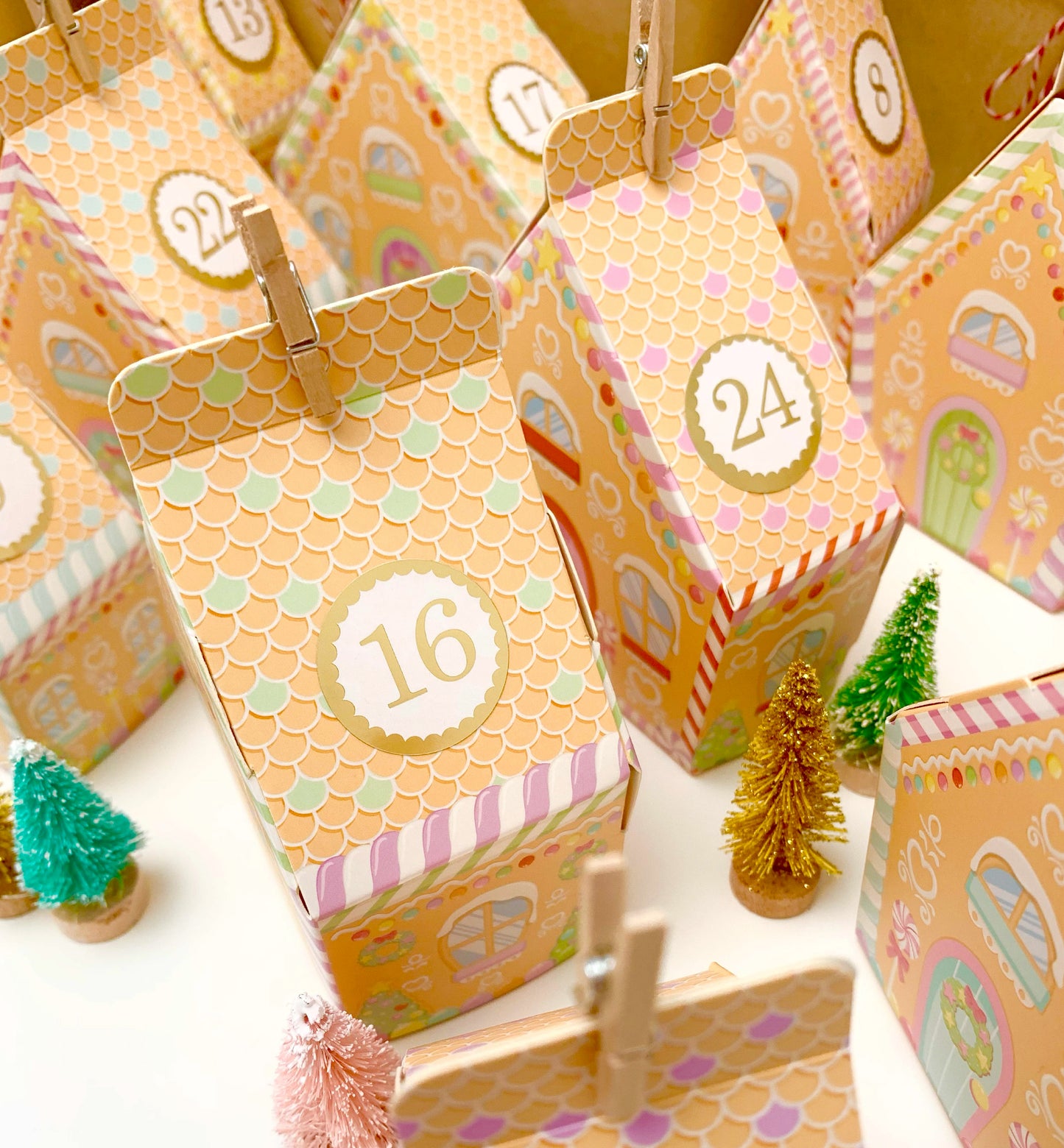 Ready To Assemble Gingerbread House Christmas Advent Calendar Kit, Fill Your Own Christmas Advent Boxes, Christmas Craft Village Advent Kit