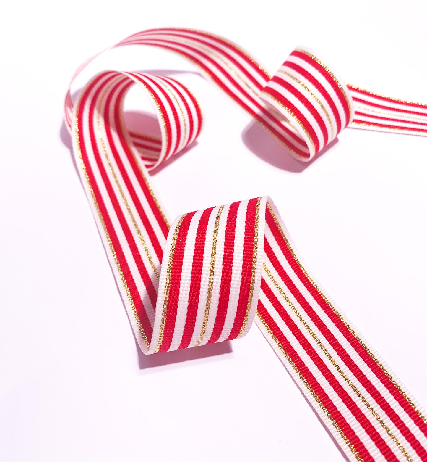 Red White Gold Striped Grosgrain Ribbon, 30mm Wide Grosgrain Ribbon, Christmas Decorations Craft and Wrap, Bows Presents Wrapping Ribbon