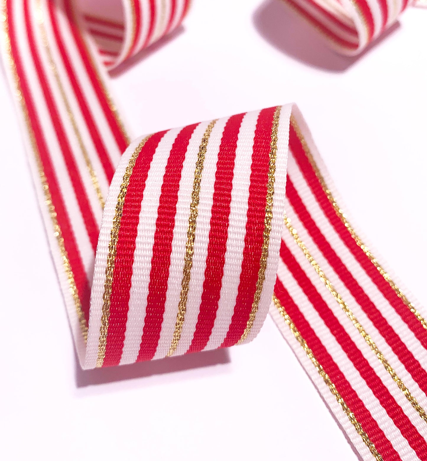 Red White Gold Striped Grosgrain Ribbon, 30mm Wide Grosgrain Ribbon, Christmas Decorations Craft and Wrap, Bows Presents Wrapping Ribbon