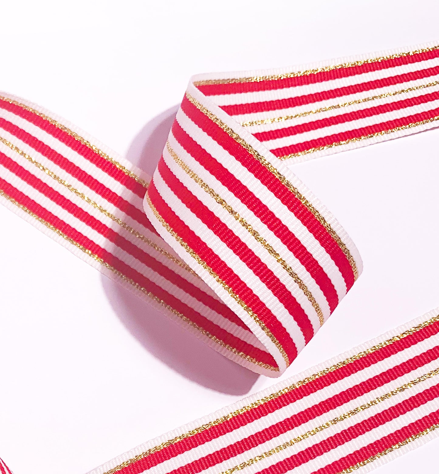 Red White Gold Striped Grosgrain Ribbon, 30mm Wide Grosgrain Ribbon, Christmas Decorations Craft and Wrap, Bows Presents Wrapping Ribbon