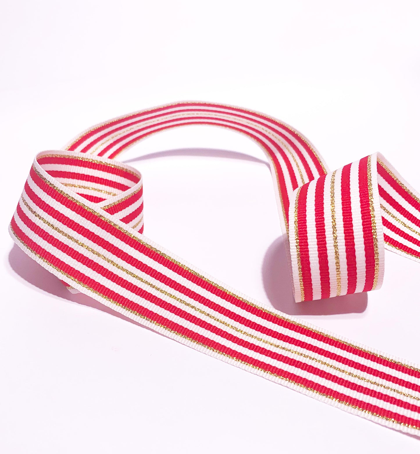 Red White Gold Striped Grosgrain Ribbon, 30mm Wide Grosgrain Ribbon, Christmas Decorations Craft and Wrap, Bows Presents Wrapping Ribbon