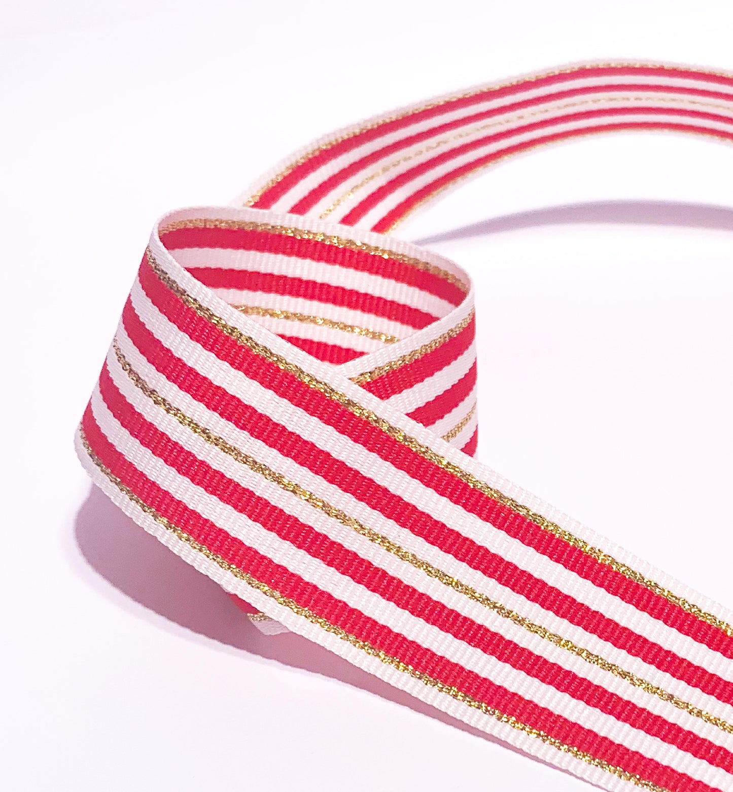 Red White Gold Striped Grosgrain Ribbon, 30mm Wide Grosgrain Ribbon, Christmas Decorations Craft and Wrap, Bows Presents Wrapping Ribbon