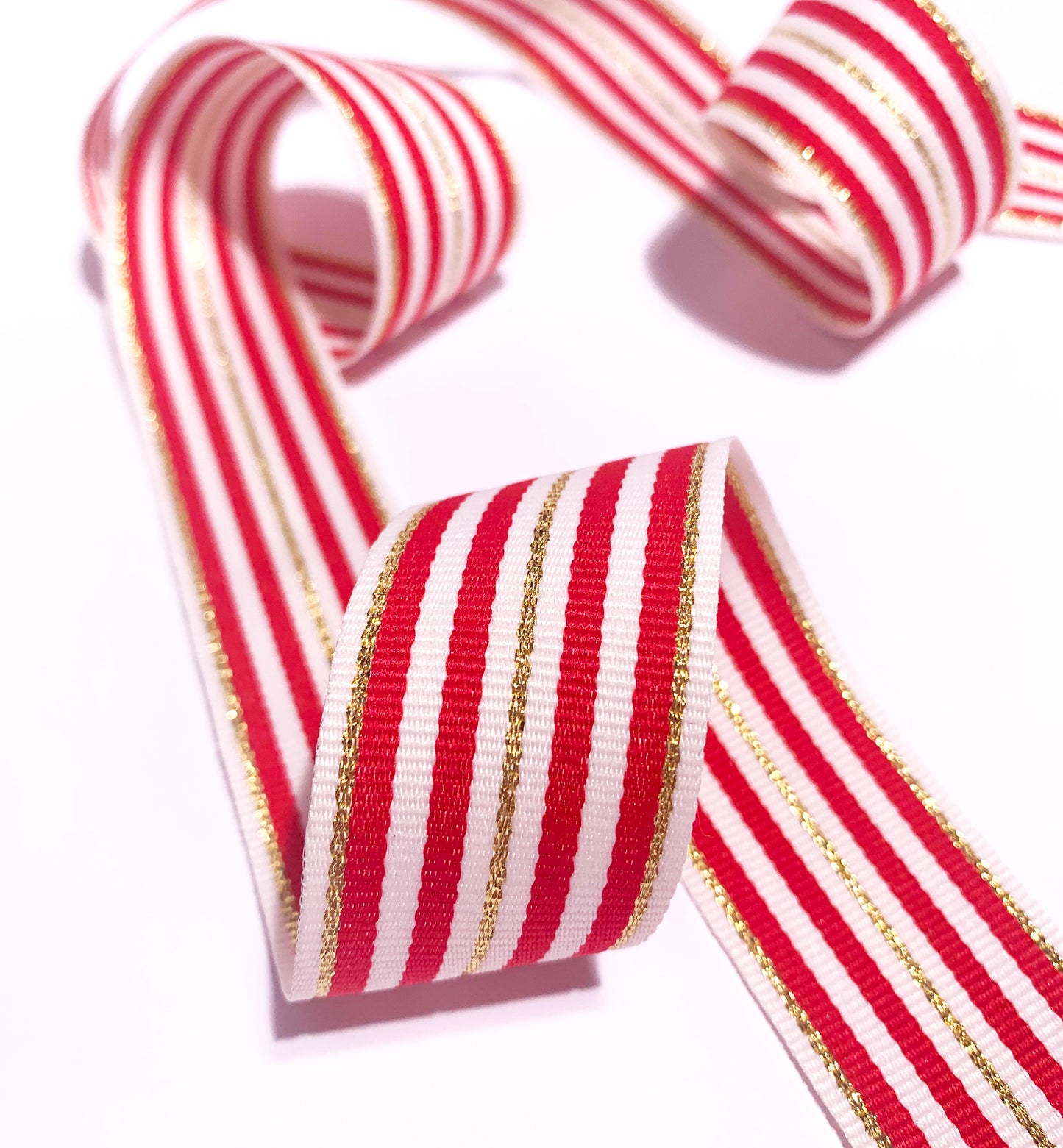 Red White Gold Striped Grosgrain Ribbon, 30mm Wide Grosgrain Ribbon, Christmas Decorations Craft and Wrap, Bows Presents Wrapping Ribbon