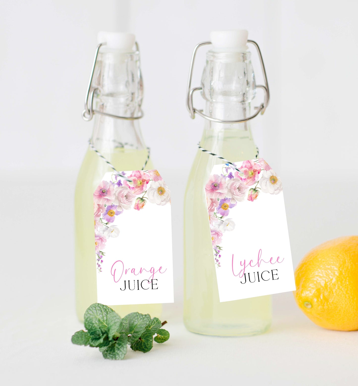 Mimosa Bar Sign and Juice Tags, Printable Bridal Shower Cocktail Menu, Hot Pink Wildflowers, Baby Shower Mimosa Bar Sign, Eloise