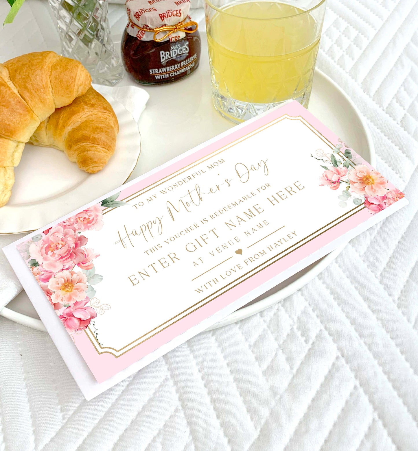 Custom Mother's Day Gift Voucher Template, Printable Mother's Day Present, Gift For Mom, Gift Certificate, Restaurant Voucher Coupon, Piper