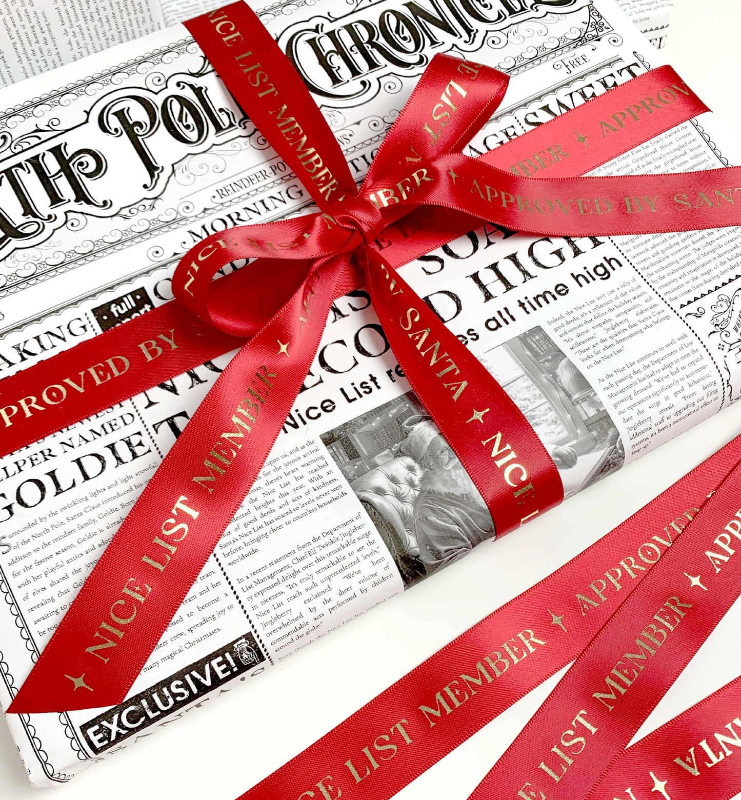 Nice List Member Christmas Red Satin Ribbon - 3m