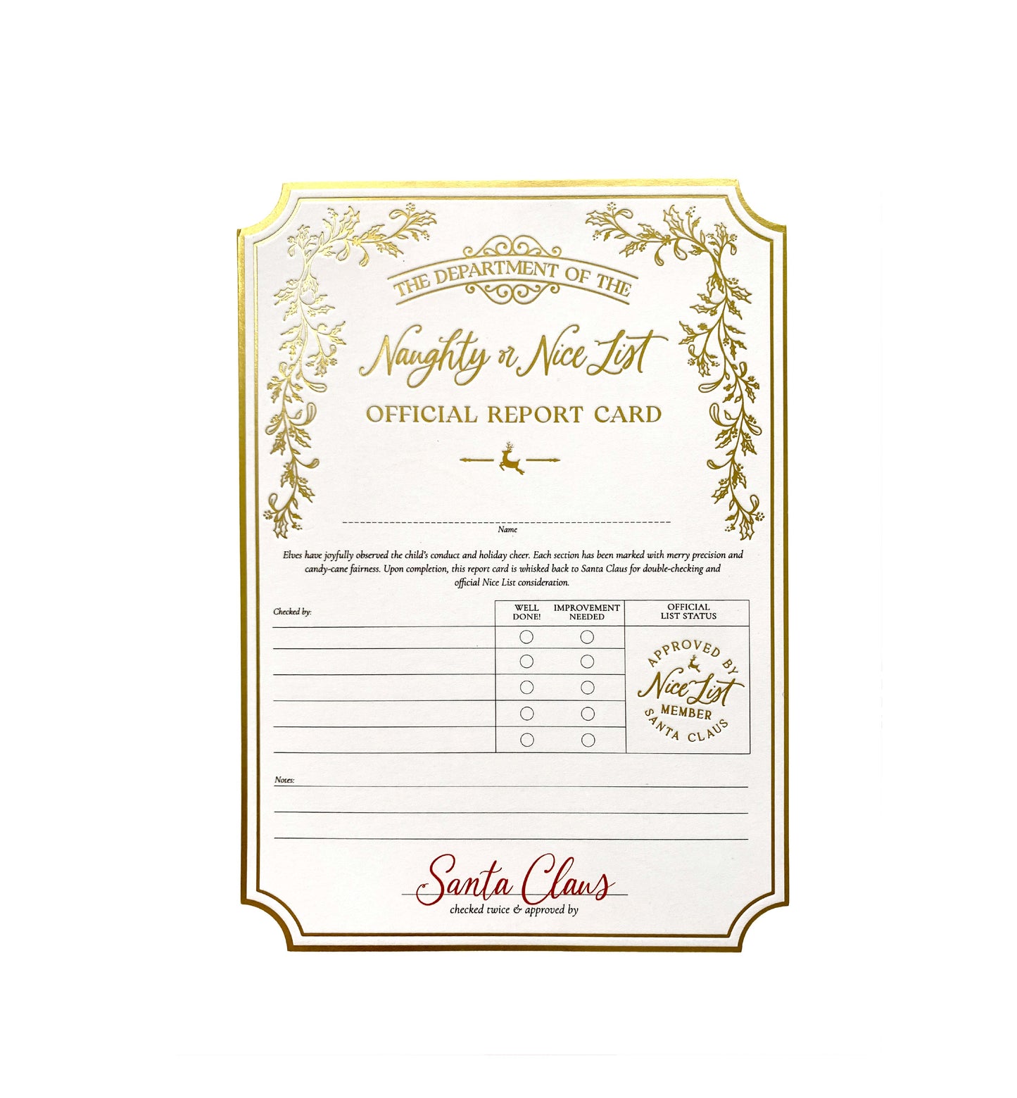 Santa's Workshop Report Card
