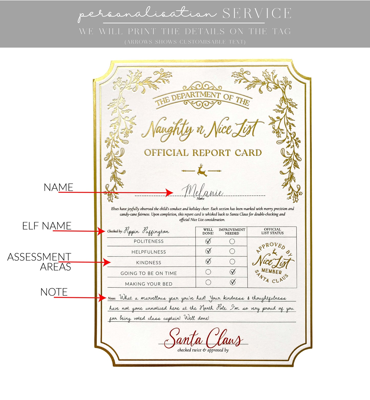 Santa's Workshop Report Card