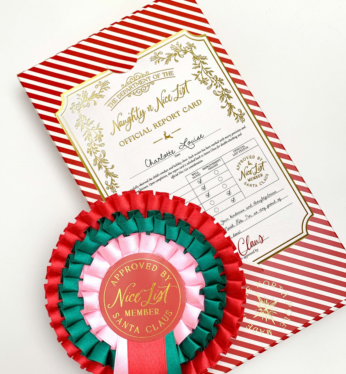 Nice List Christmas Rosette Red/Green (Seconds)