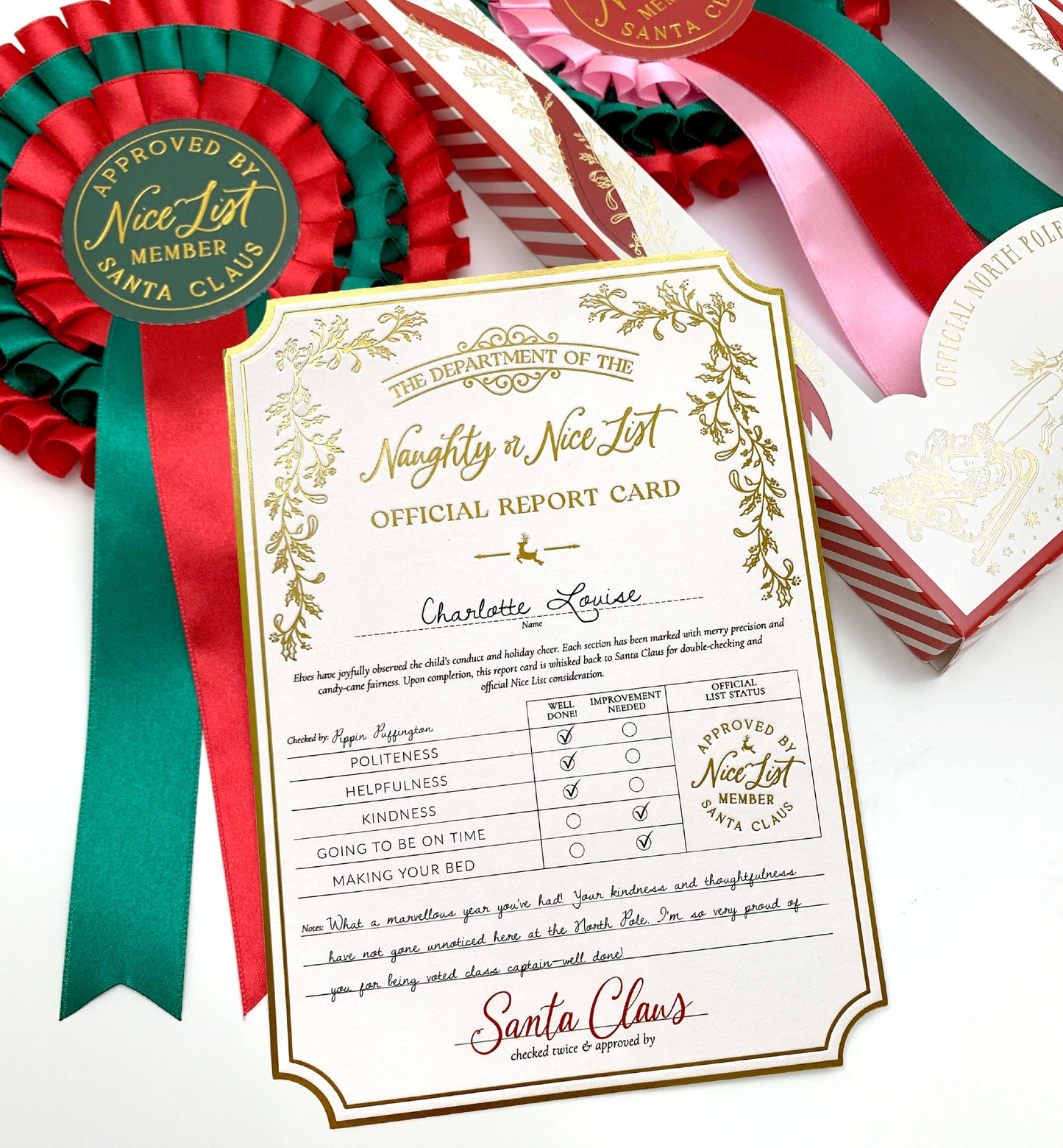 Nice List Christmas Rosette Red/Green