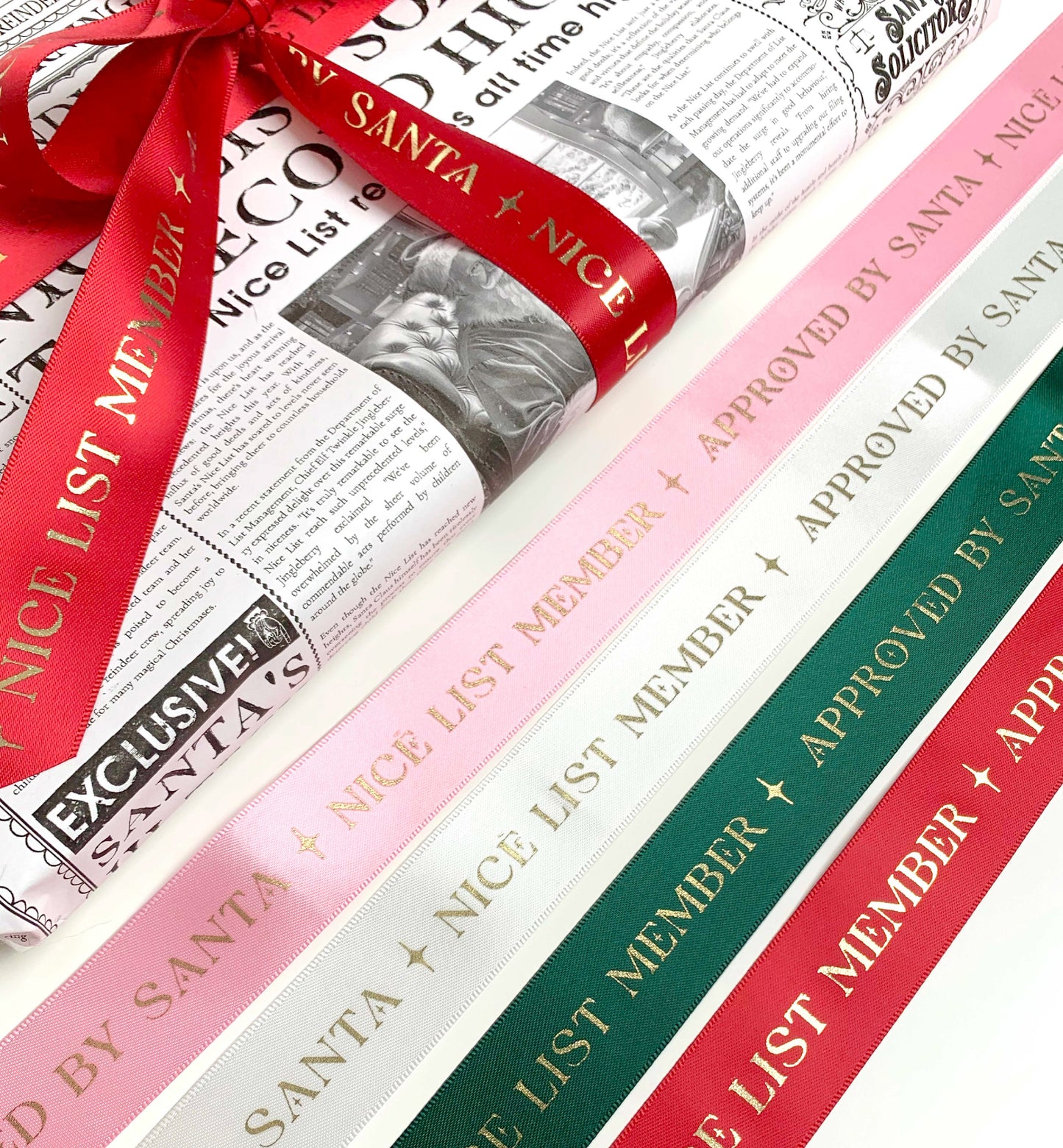 Nice List Member Christmas Pink Satin Ribbon - 3m