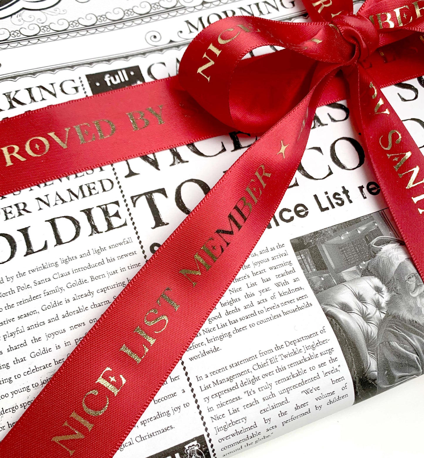 Nice List Member Christmas Pink Satin Ribbon - 3m
