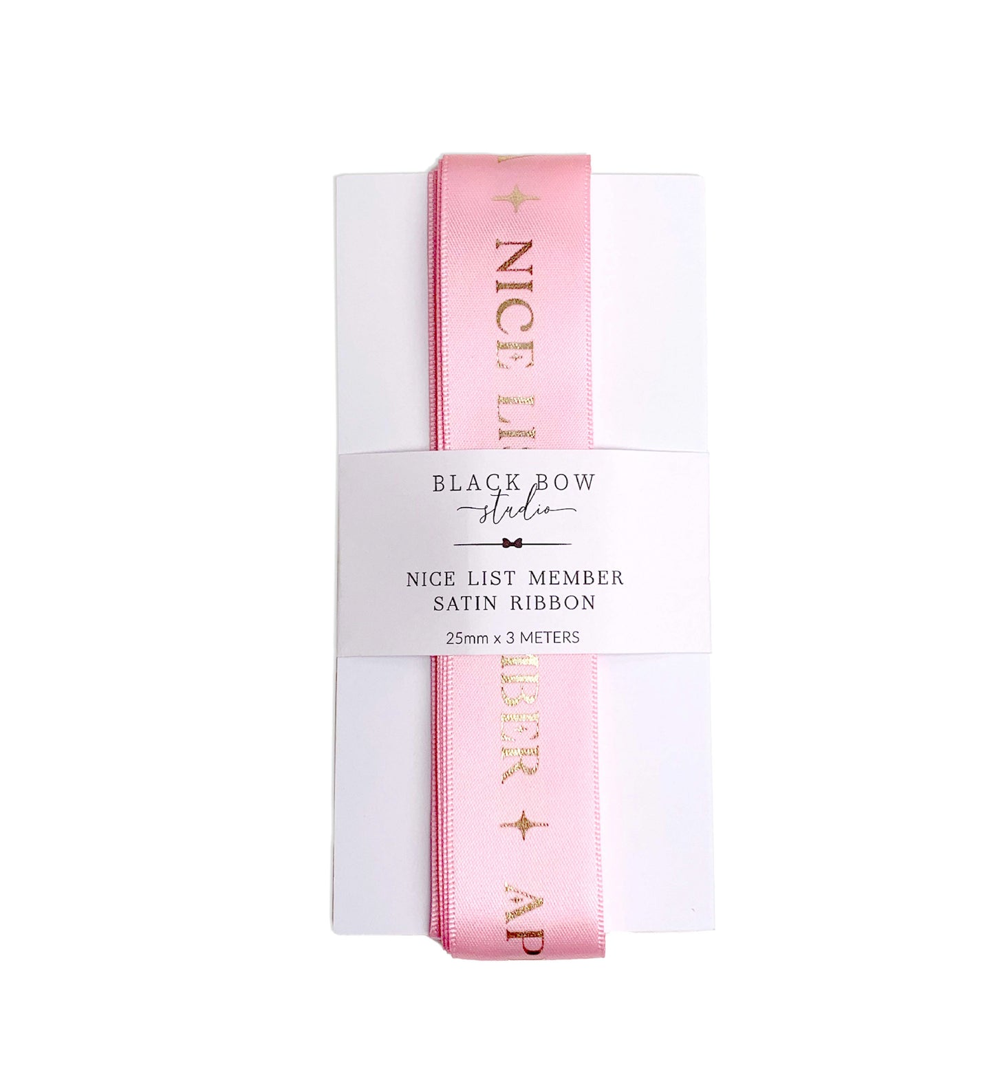Nice List Member Christmas Pink Satin Ribbon - 3m