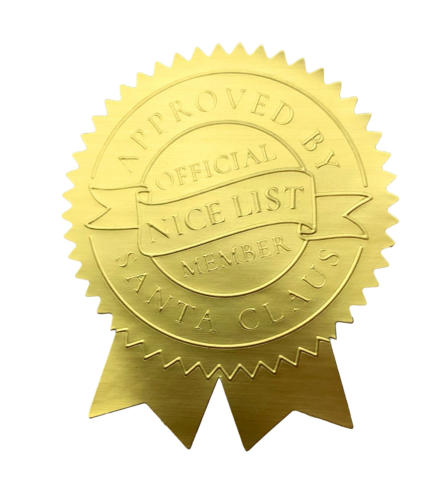 Nice List Member Gold Christmas Embossed Rosette Stickers | Set of 6
