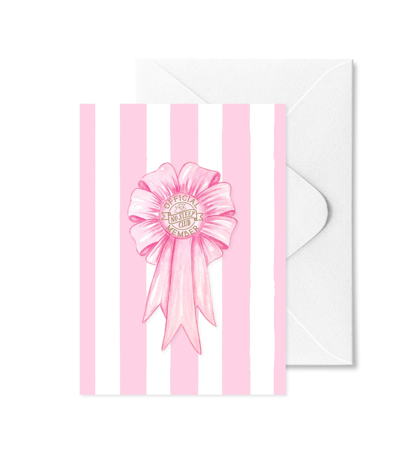 No Sleep Club Member Pink Rosette Greeting Card