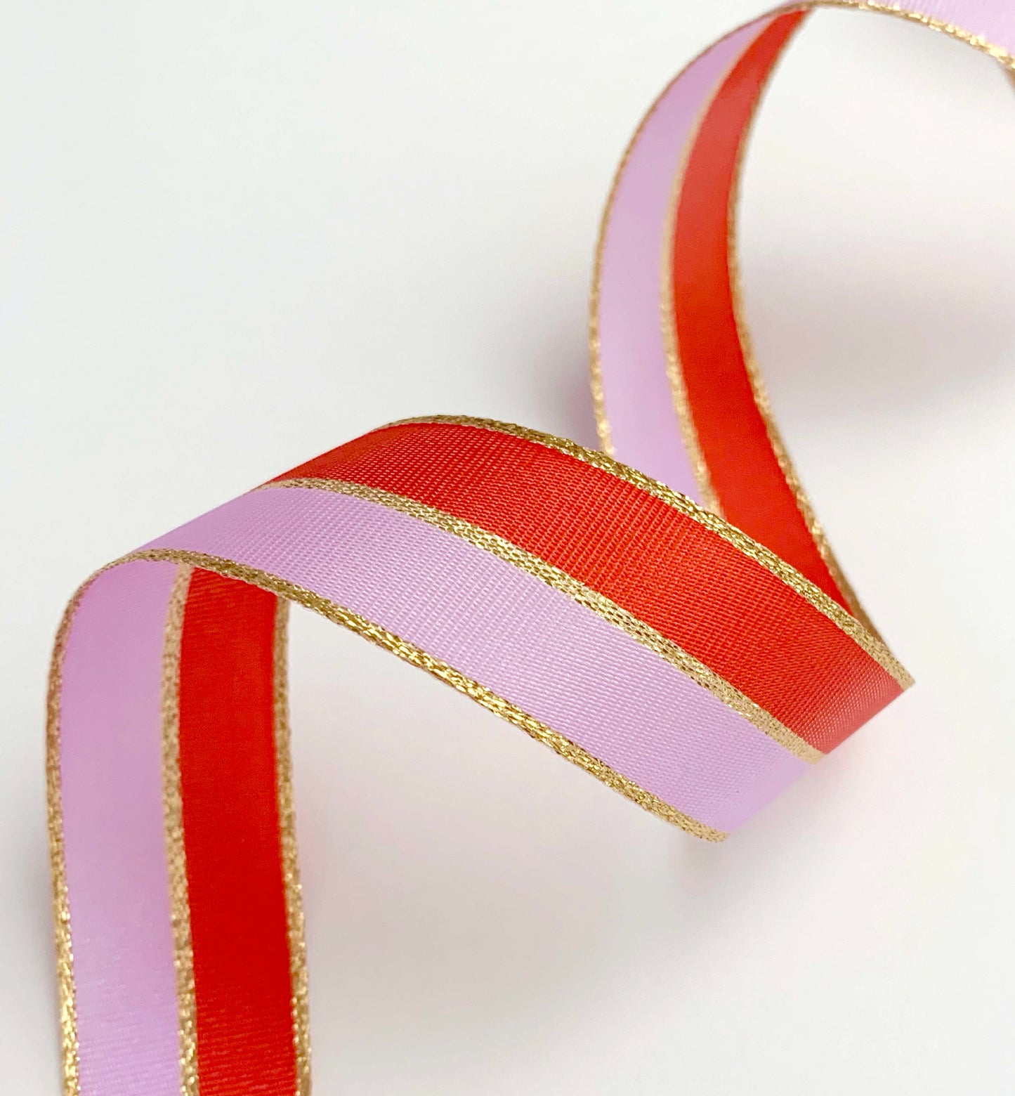 Lilac Red Gold Striped Ribbon, 25mm Wide Striped Ribbon, Christmas Decorations Craft and Wrap, Bows Presents Wrapping Ribbon