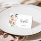 Blush Floral Printable Place Card Template, Wedding Place Card, Bridal Shower Place Cards, Baby Shower Place Cards, Escort Cards, Darcy