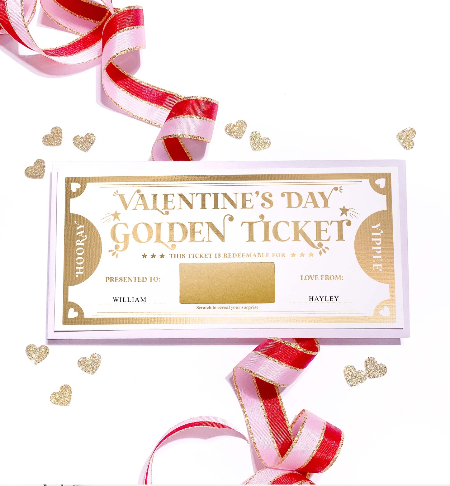Scratch-off Valentine's Day Golden Ticket Gift Voucher