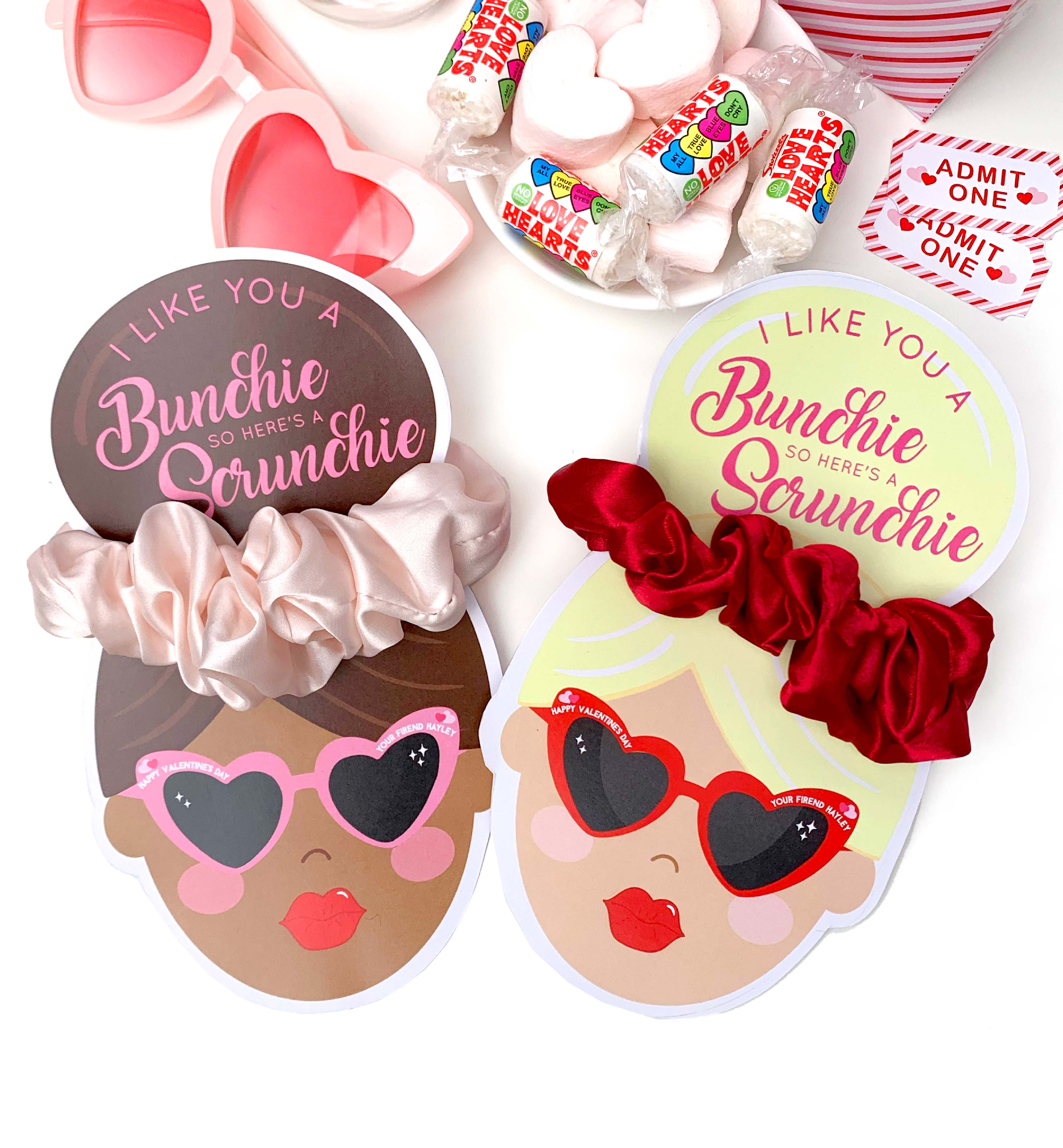 Scrunchie Printable Valentine's Day Tag Template Black Bow Studio