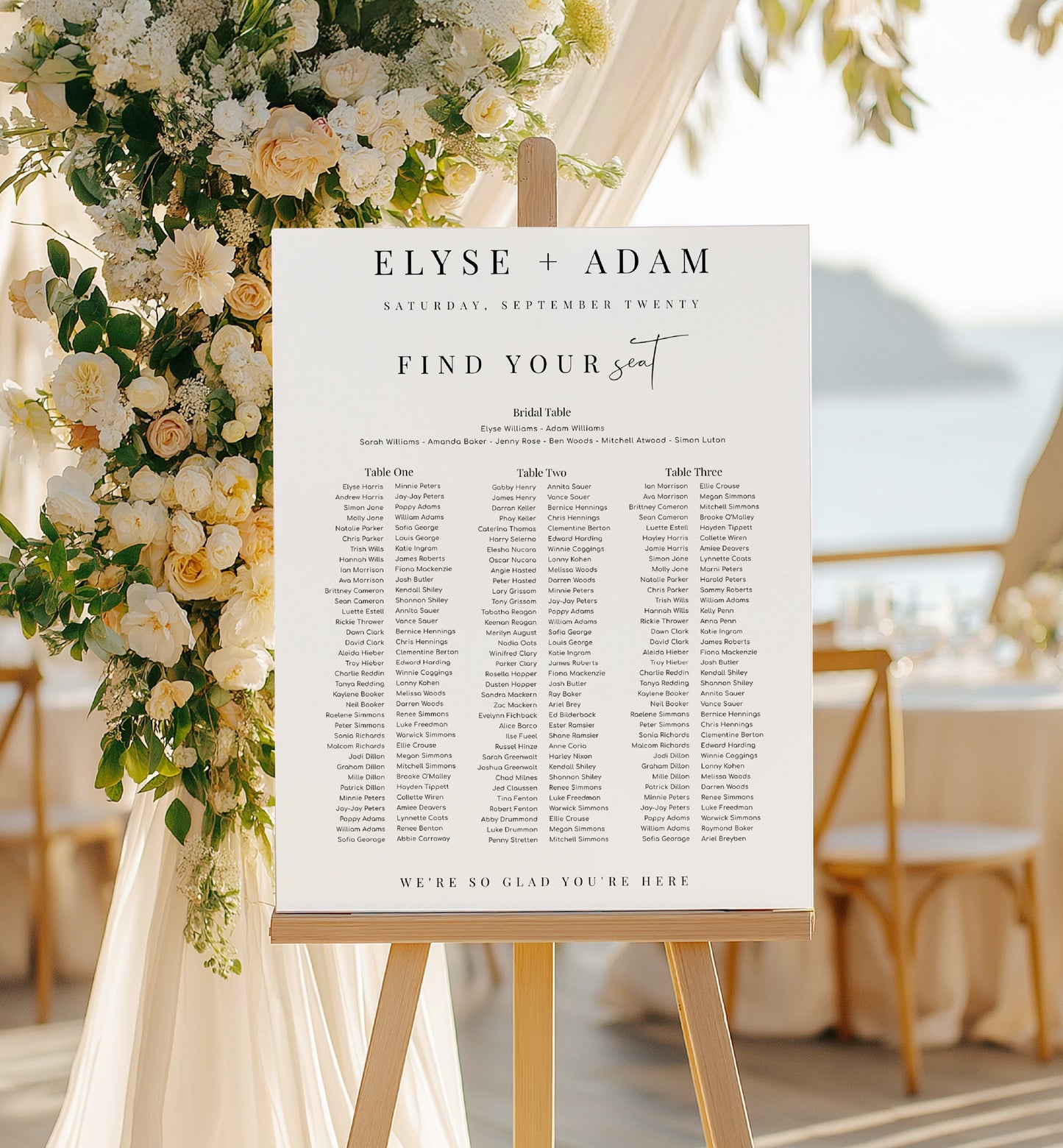 Printable 3 Banquet Table and Bridal Tables Seating Plan, Modern Minimal Seating Chart Template, Guest List Seating Plan Poster, Estelle