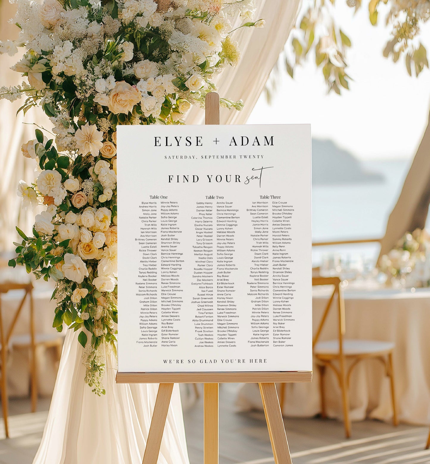 Printable Wedding 3 Banquet Table Seating Plan, Modern Minimal Editable Seating Chart Template, Guest List Seating Plan Poster, Estelle
