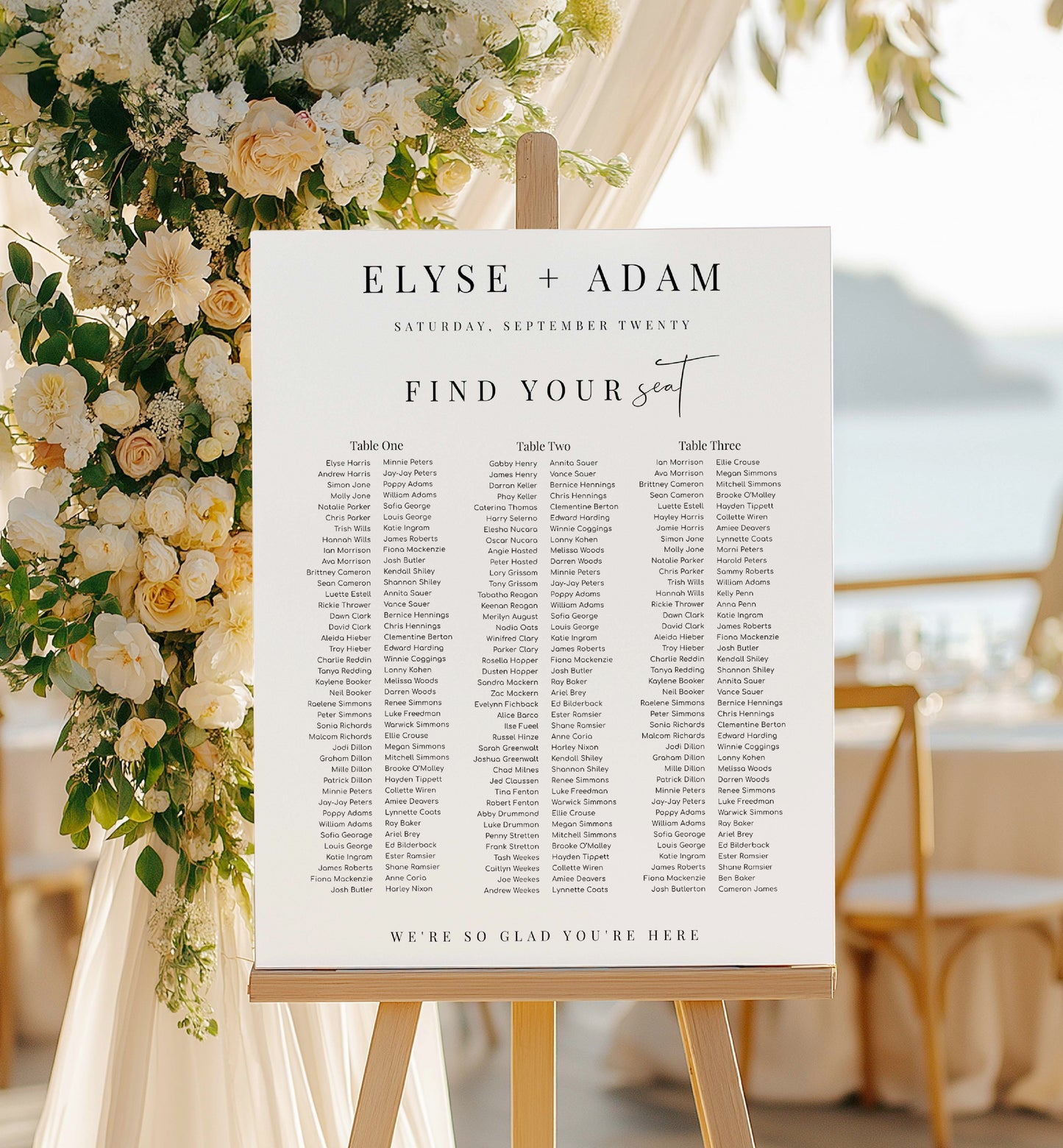 Printable Wedding 3 Banquet Table Seating Plan, Modern Minimal Editable Seating Chart Template, Guest List Seating Plan Poster, Estelle