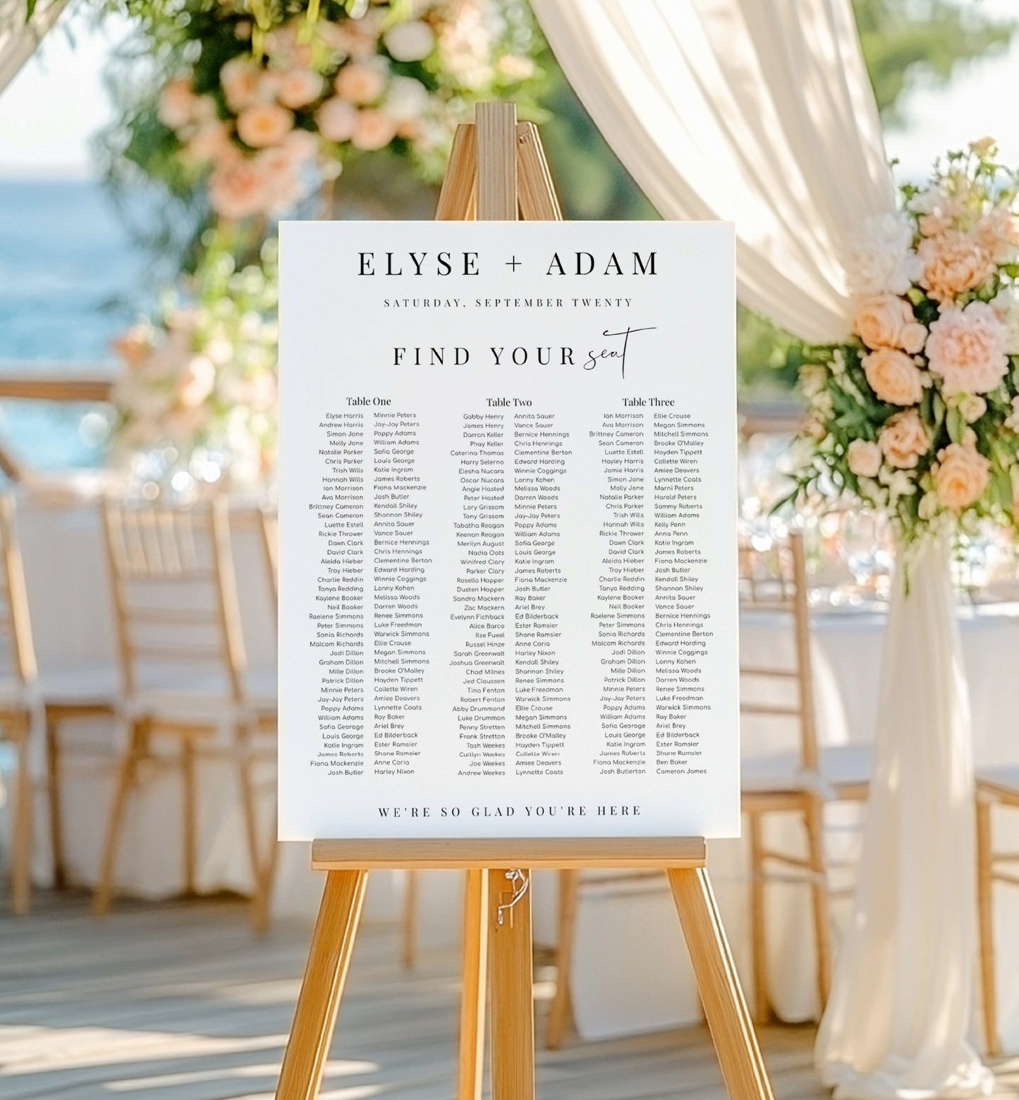 Printable Wedding 3 Banquet Table Seating Plan, Modern Minimal Editable Seating Chart Template, Guest List Seating Plan Poster, Estelle