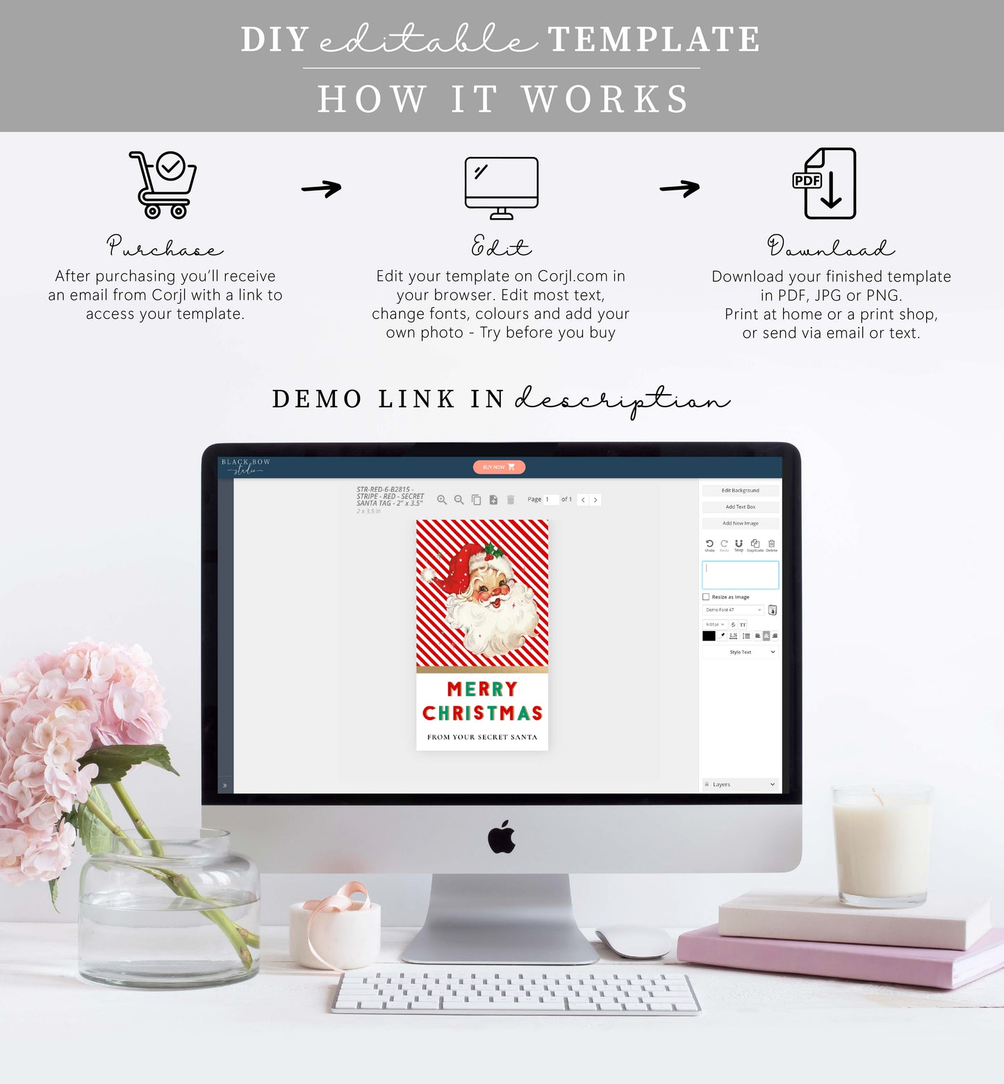 Stripe Red | Printable Secret Santa Gift Tag Template