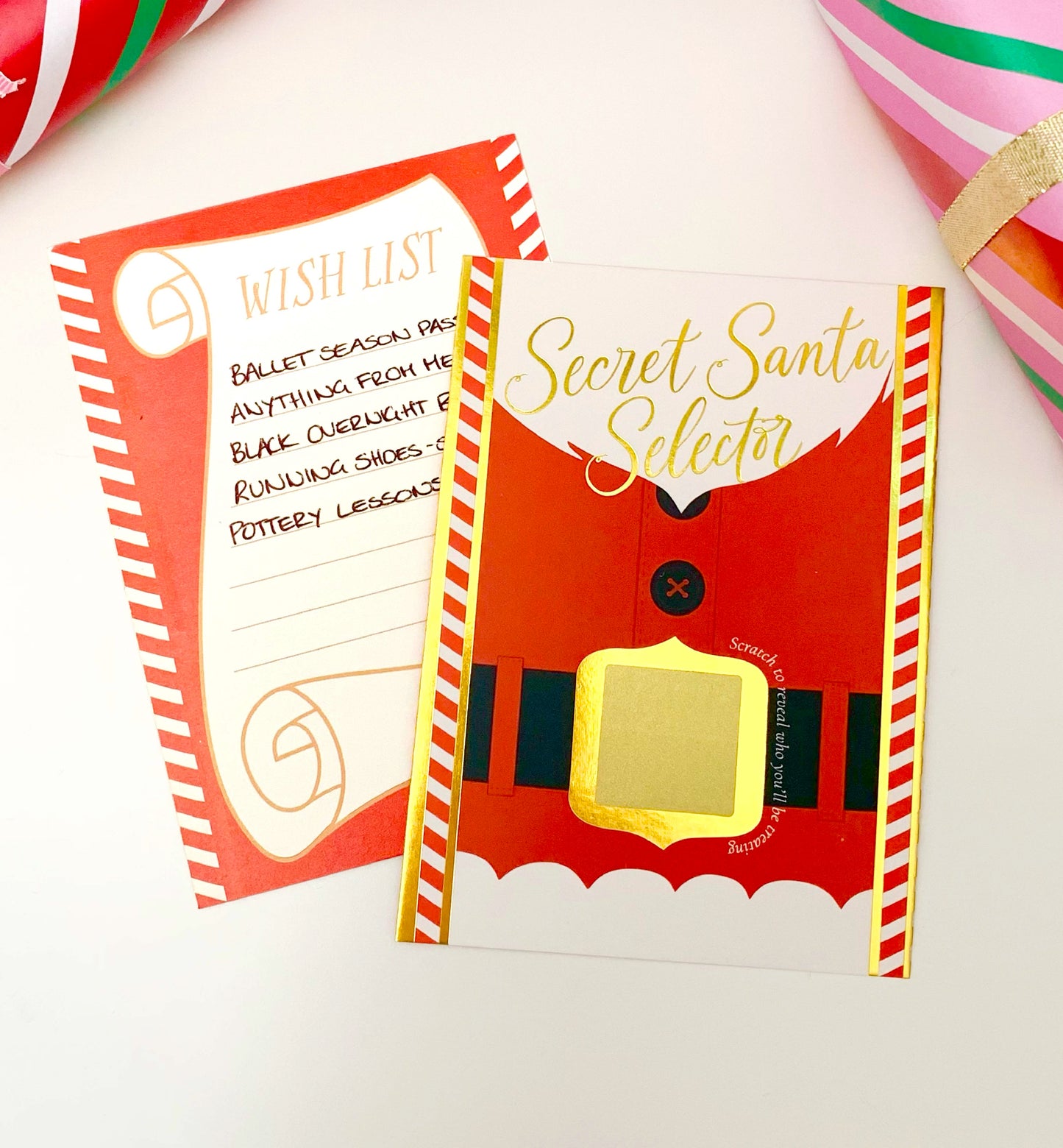 Secret Santa Selector Set of 8 cards, Scratch-off Secret Santa Assignment Cards, Christmas Gift Exchange Game, Christmas, Gift List