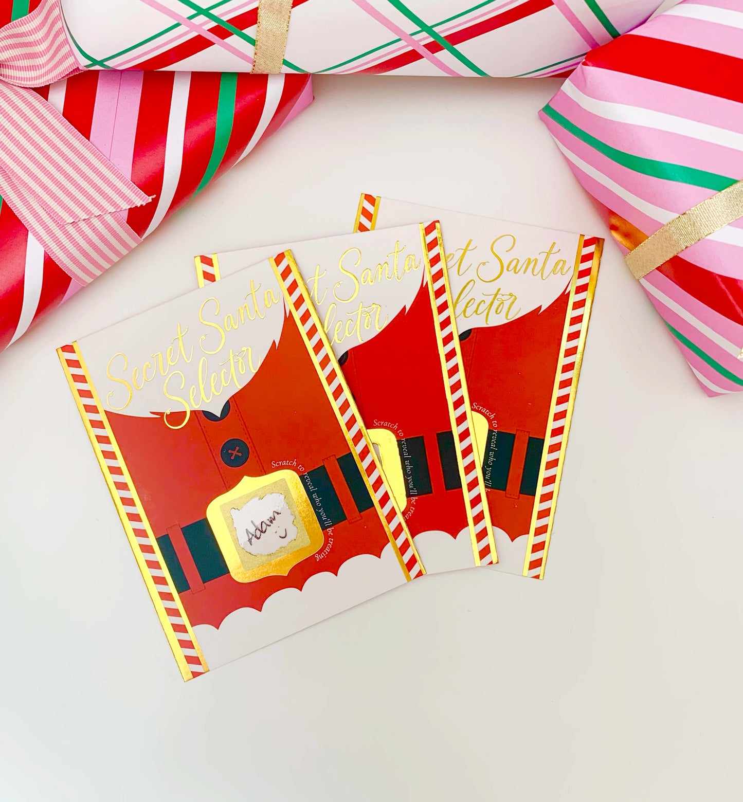 Secret Santa Selector Set of 8 cards, Scratch-off Secret Santa Assignment Cards, Christmas Gift Exchange Game, Christmas, Gift List