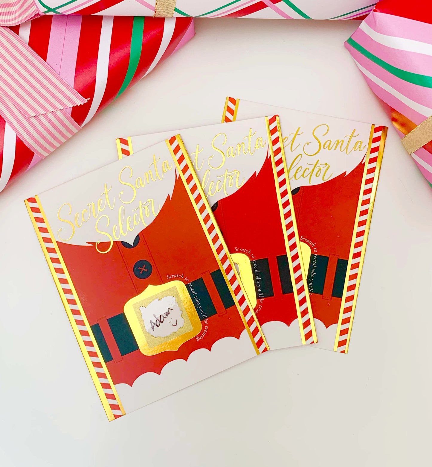 Secret Santa Selector Set of 8 cards, Scratch-off Secret Santa Assignment Cards, Christmas Gift Exchange Game, Christmas, Gift List