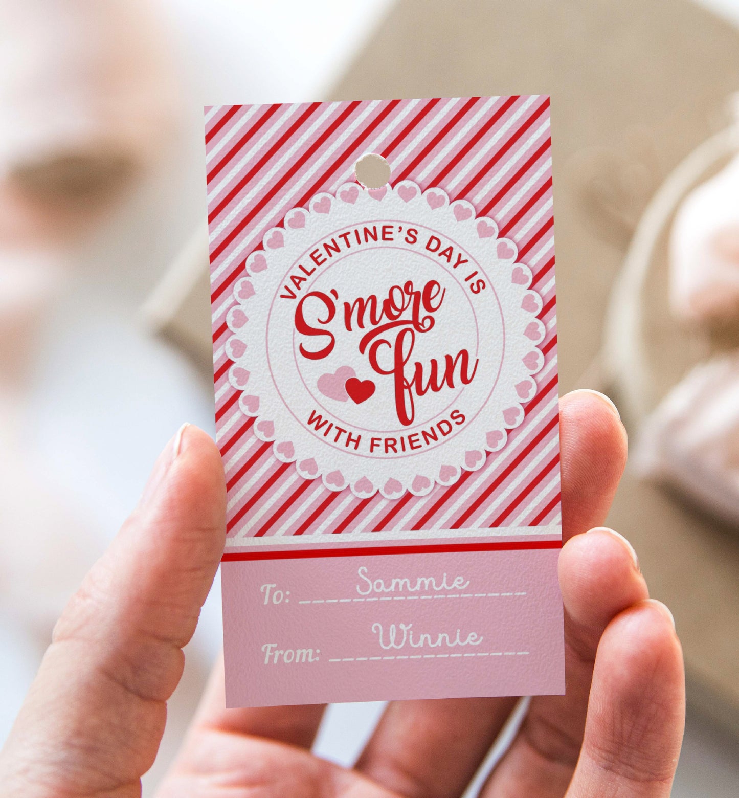 Valentine's Day S'more Tag, Printable Valentine's Day Is S'more Fun With Friends Gift Tag, Friends Classroom Valentine Gift Tag