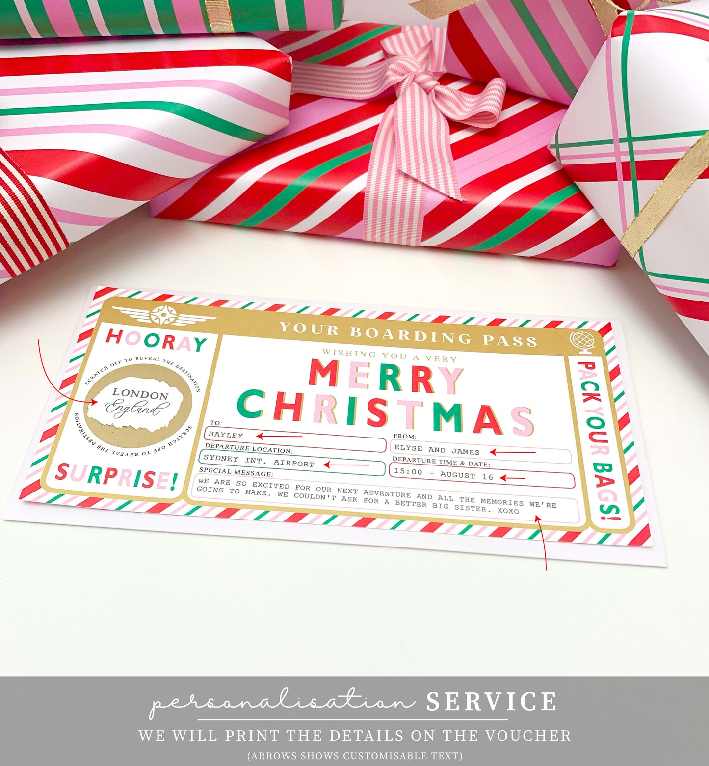 Stripe Multi | Scratch-off Christmas Boarding Pass
