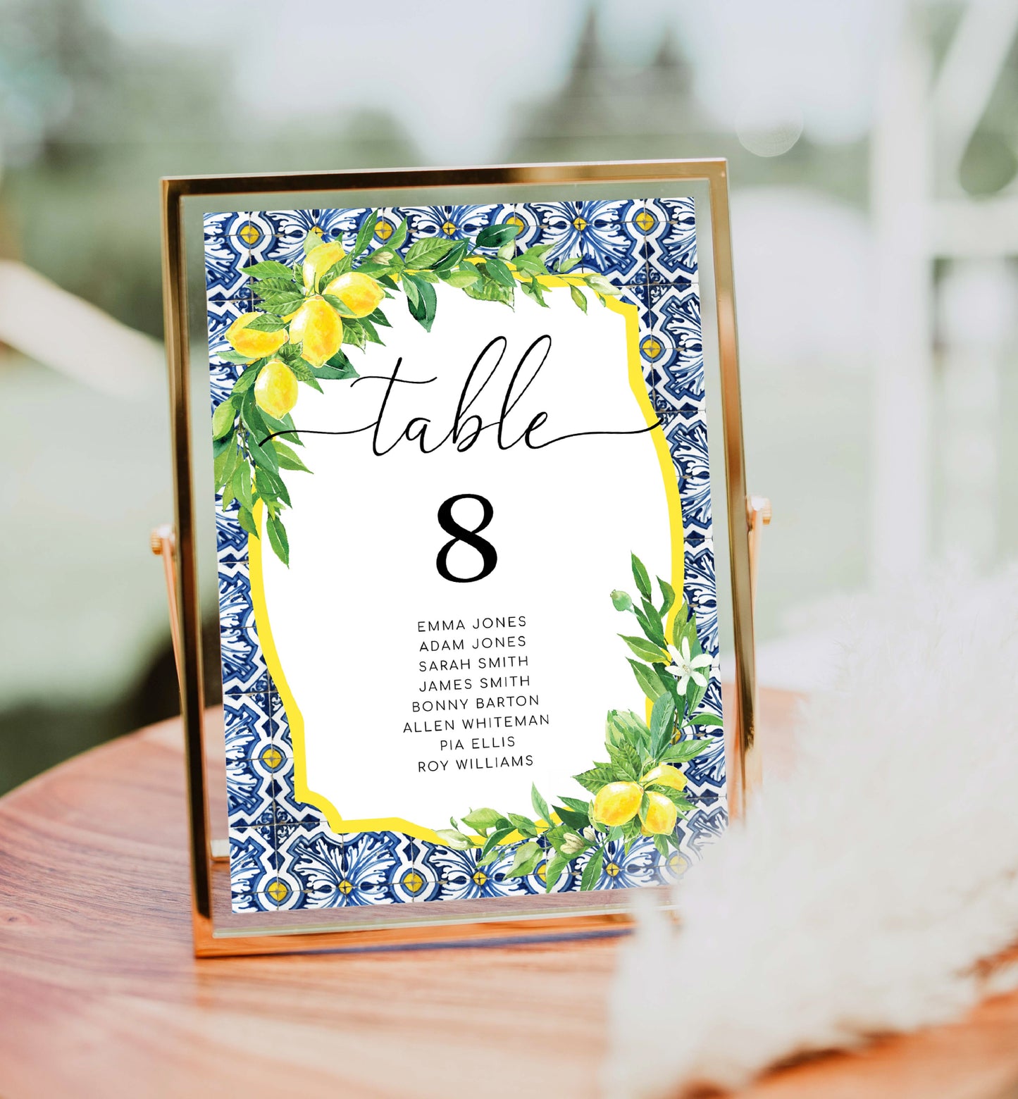 Positano Lemons | Printable Table Numbers Template