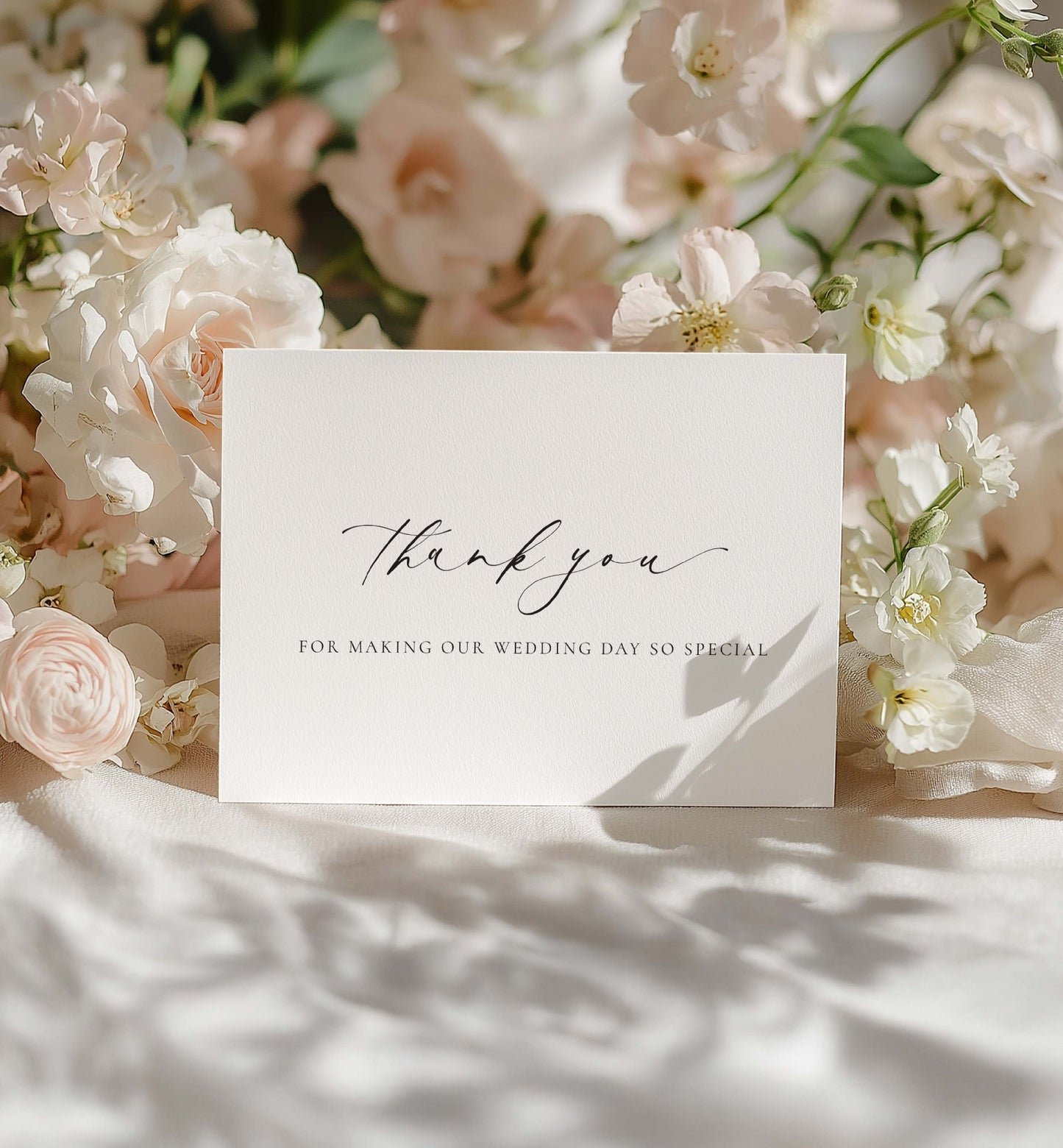 White card with 'Thank you' message on a floral background. Thank You For Making Our Wedding Day So Special Card, Wedding Vendor Thank You Card, Wedding Gift Thank Card Ivory, Ellesmere