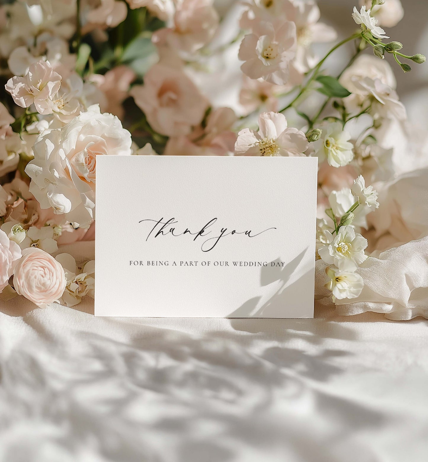 White card with 'thank you' message on a floral background. Thank You For Being A Part Of Our Wedding Day So Special Card, Wedding Vendor Thank You Card, Wedding Gift Thank Card Ivory, Ellesmere