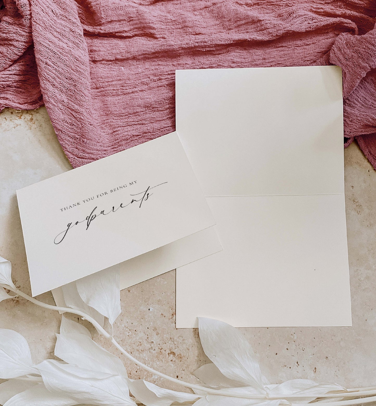 Thank You For Being My Godparents Card, Godmother Godfather Thank You Card, Christening Card, Baptism Thank You, Off-White Ivory, Ellesmere