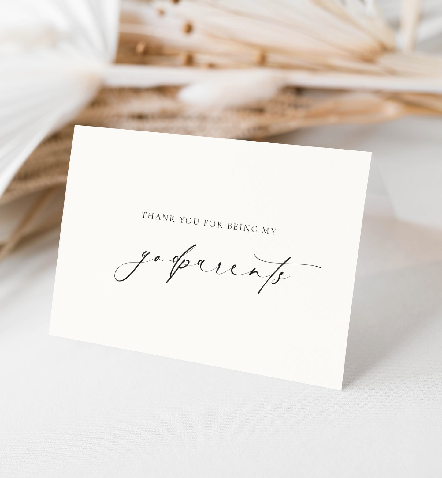 Thank You For Being My Godparents Card, Godmother Godfather Thank You Card, Christening Card, Baptism Thank You, Off-White Ivory, Ellesmere