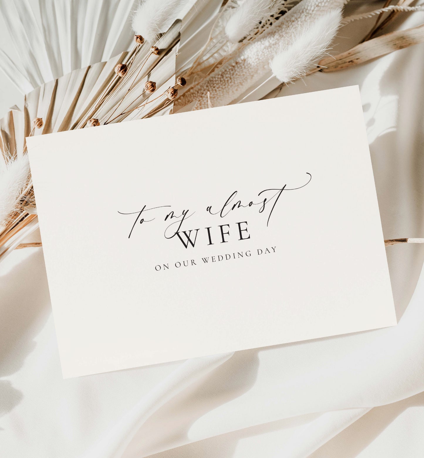 To My Almost Wife, My Almost Husband On Our Wedding Day Card, Off White Ivory, Minimalist Husband and Wife Card, Wedding Vows Card Ellesmere