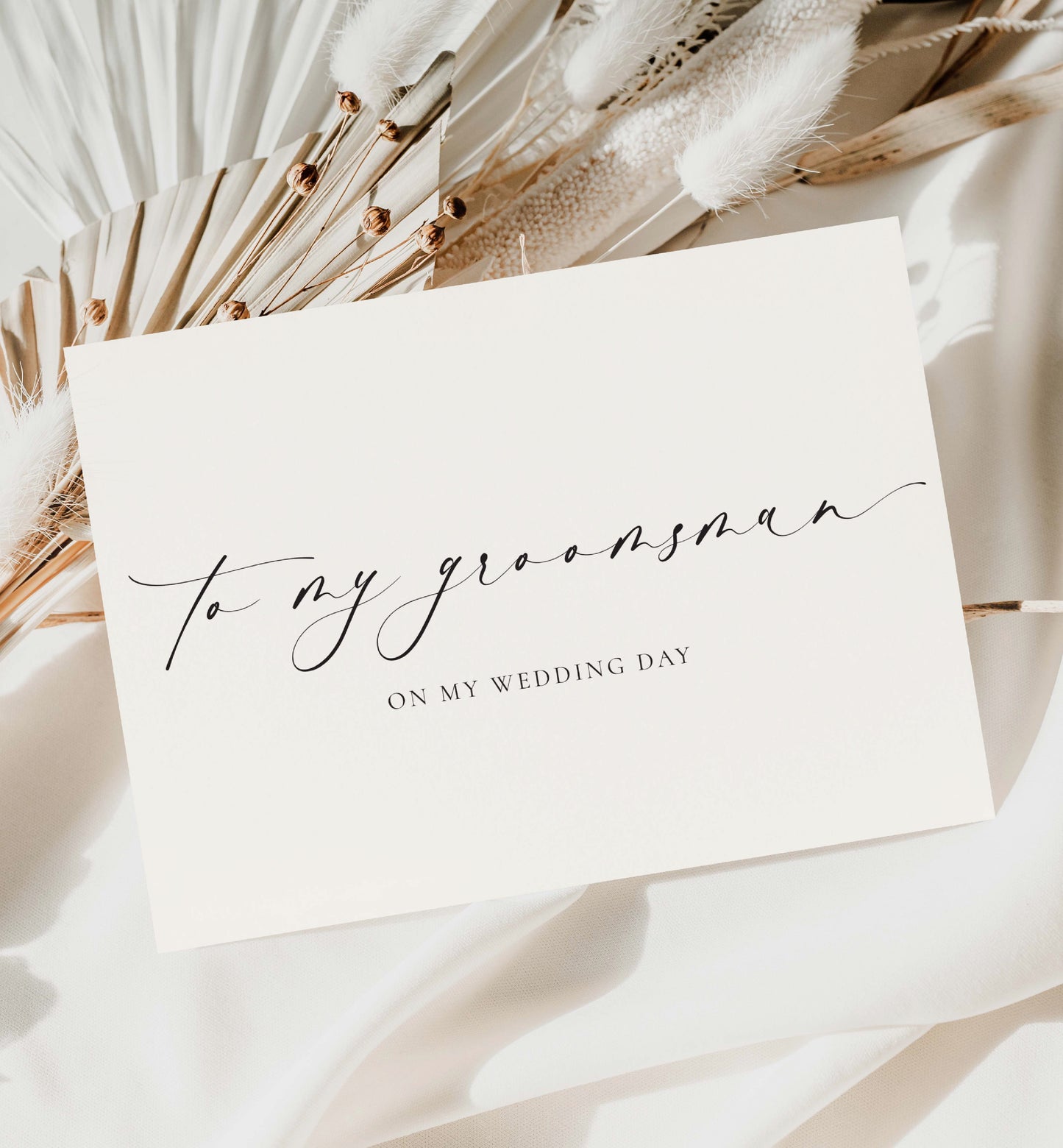 To My Best Man and Groomsman On My Wedding Day Card, Minimalist Wedding Card, Thank You Bridal Party Card, Off White Ivory, Ellesmere