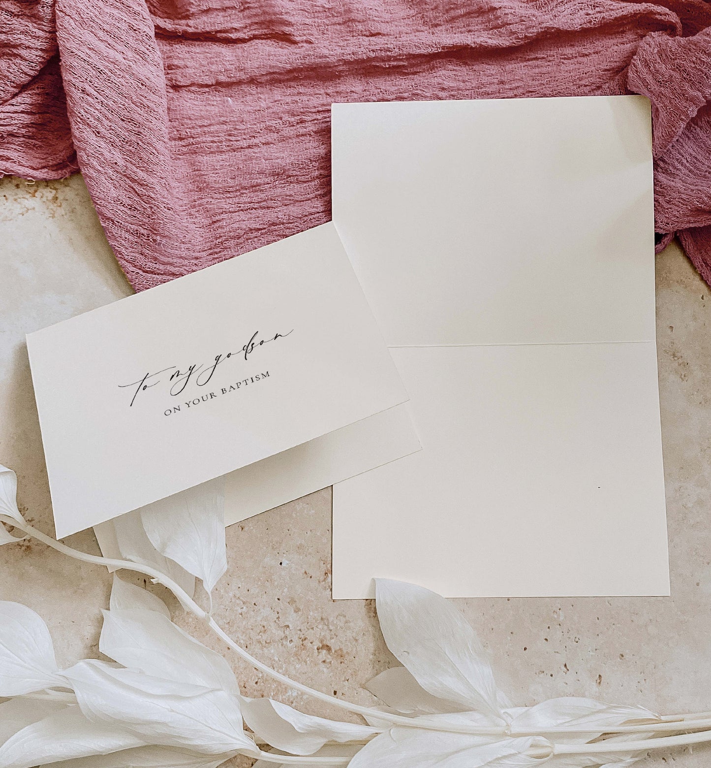 To My Godson on Your Baptism Card, Godmother To Godson Baptism Card, Godfather To Godson Card, Off-White Ivory, Ellesmere