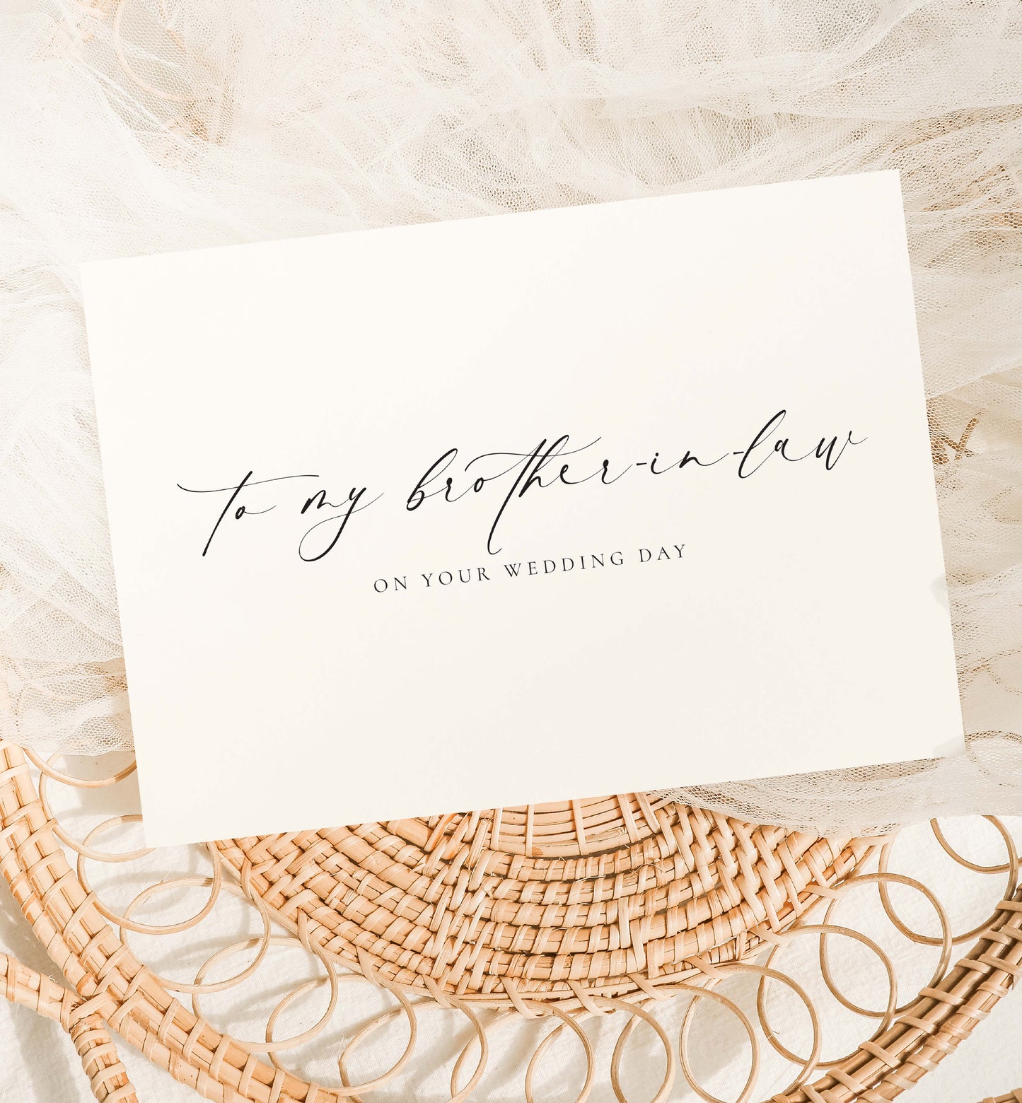 To My Brother-In-Law On YOUR Wedding Day Card, Modern Minimalist Wedding Day Card, Sibling To Groom Wedding Day Card, Ivory, Ellesmere