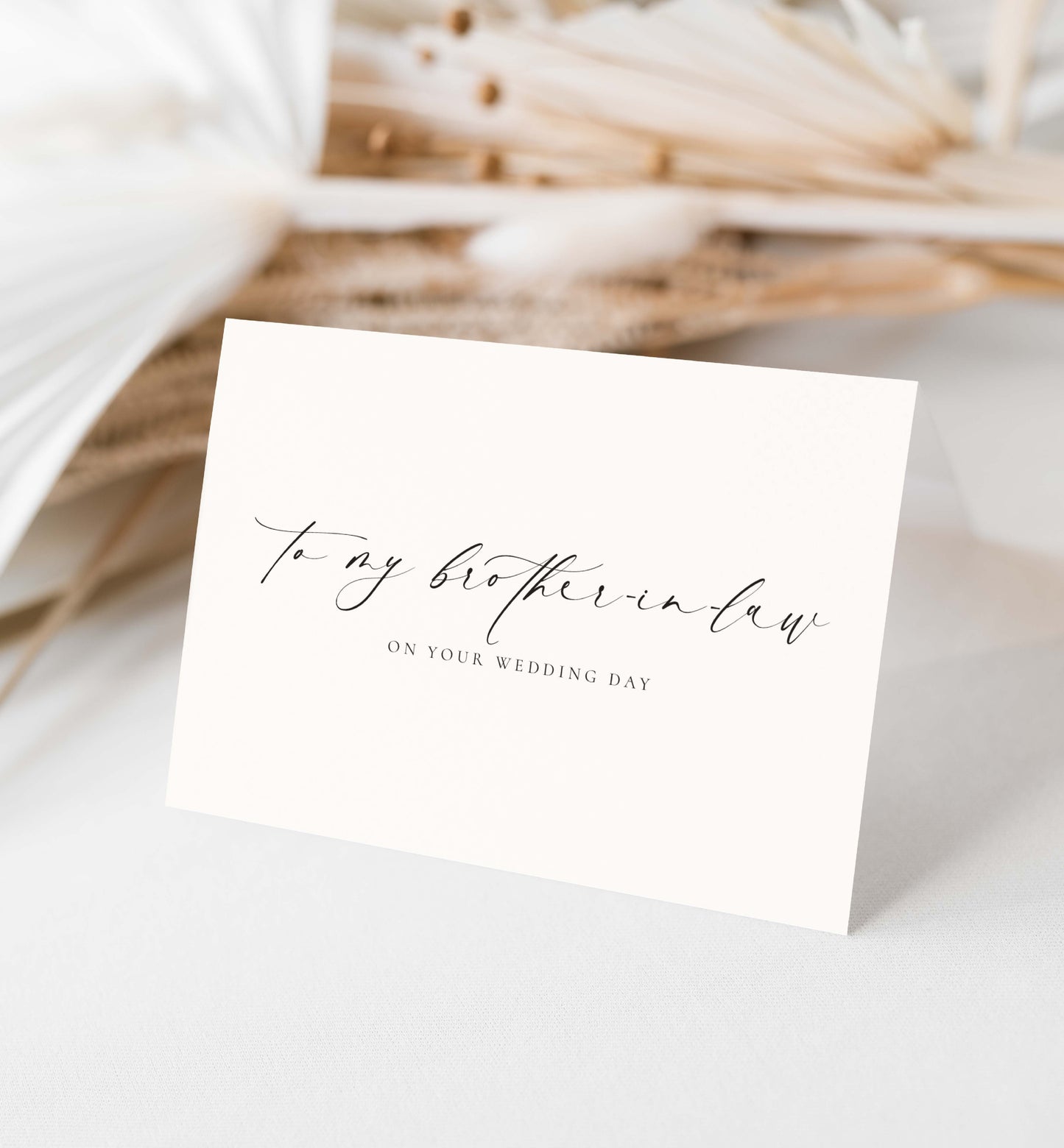 To My Brother-In-Law On YOUR Wedding Day Card, Modern Minimalist Wedding Day Card, Sibling To Groom Wedding Day Card, Ivory, Ellesmere