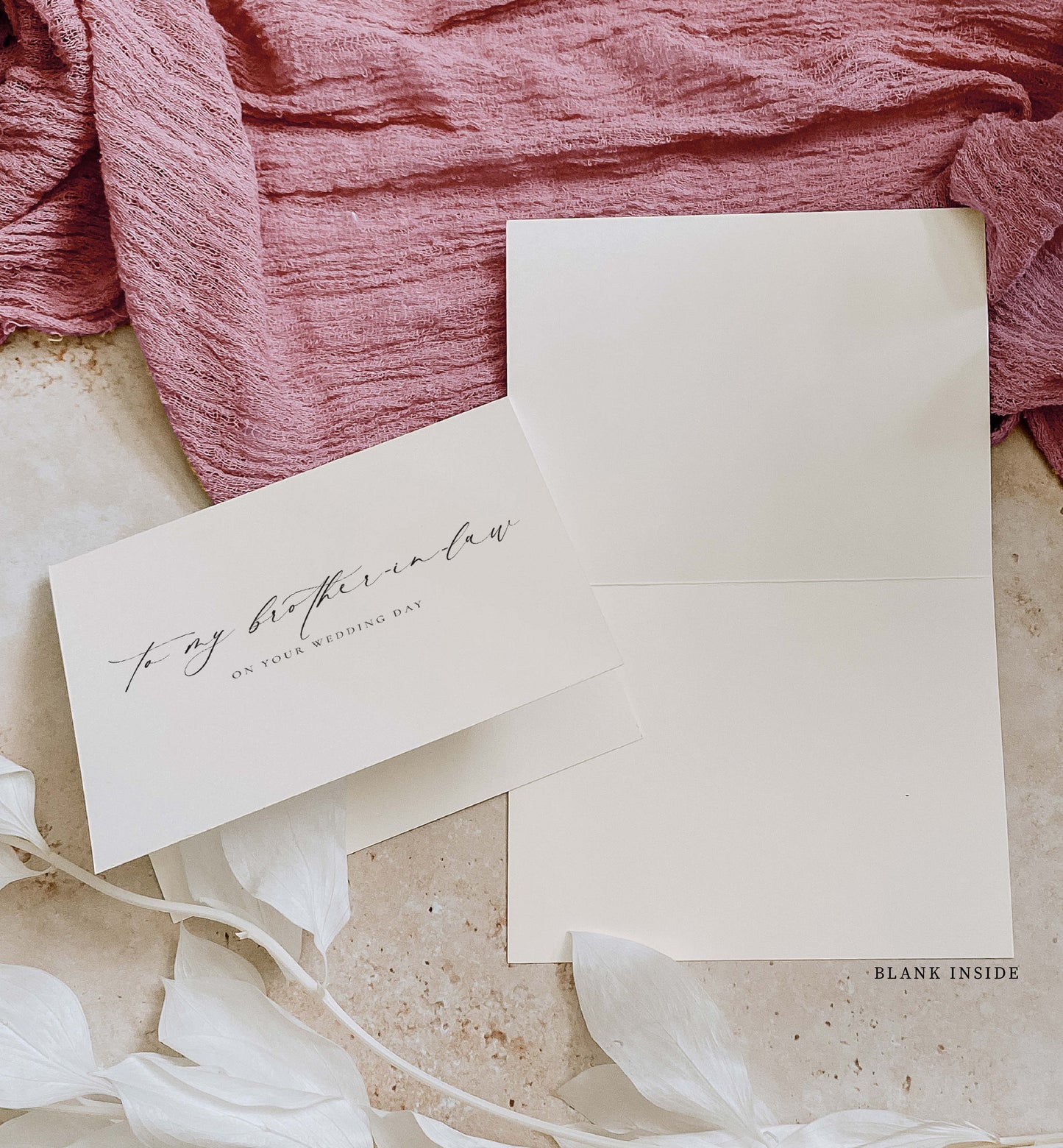 To My Brother-In-Law On YOUR Wedding Day Card, Modern Minimalist Wedding Day Card, Sibling To Groom Wedding Day Card, Ivory, Ellesmere