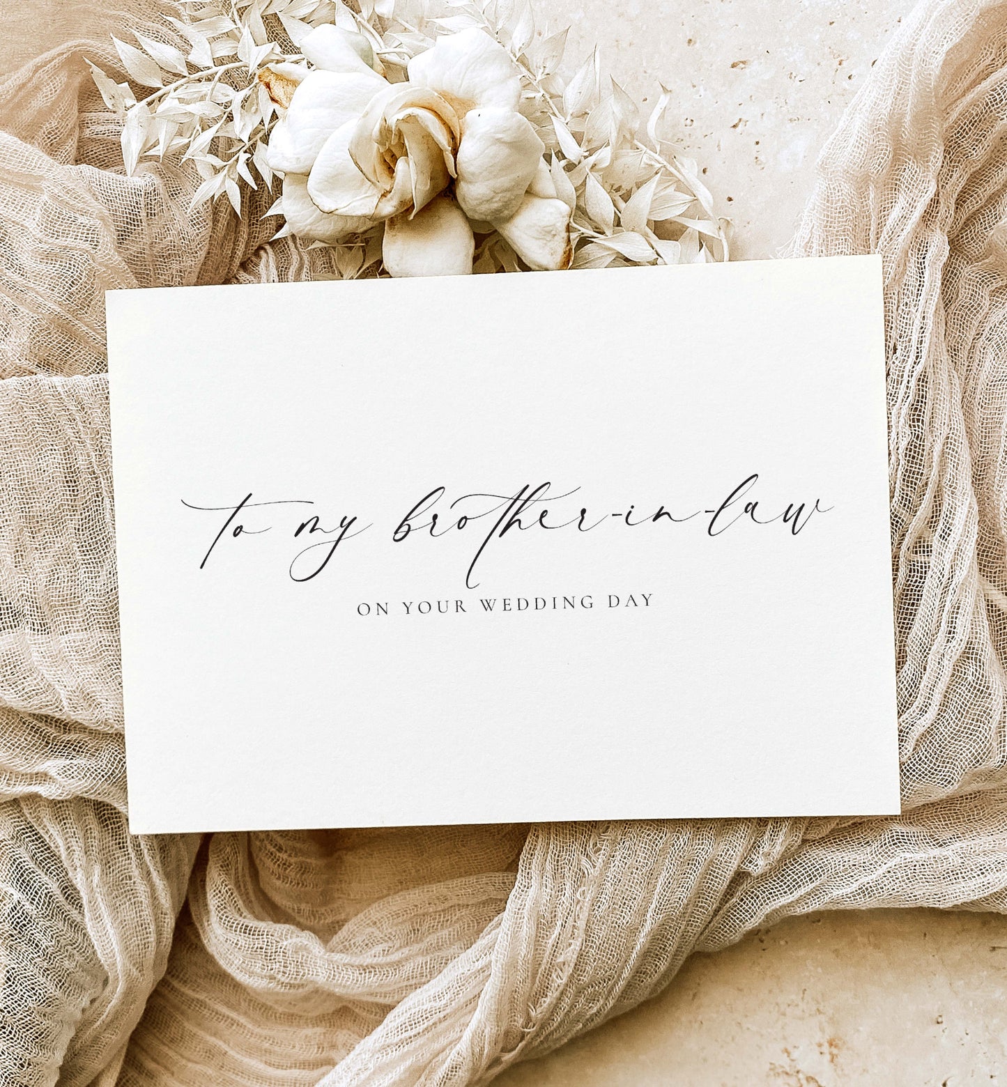 To My Brother-In-Law On YOUR Wedding Day Card, Modern Minimalist Wedding Day Card, Sibling To Groom Wedding Day Card, Ivory, Ellesmere